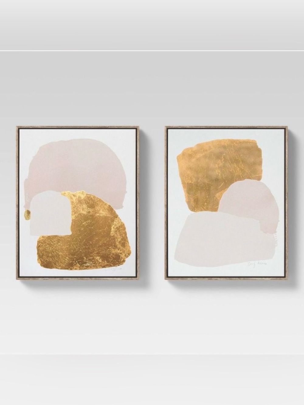(Set of 2) 16" x 20" Framed Canvases Pink/Gold - Threshold